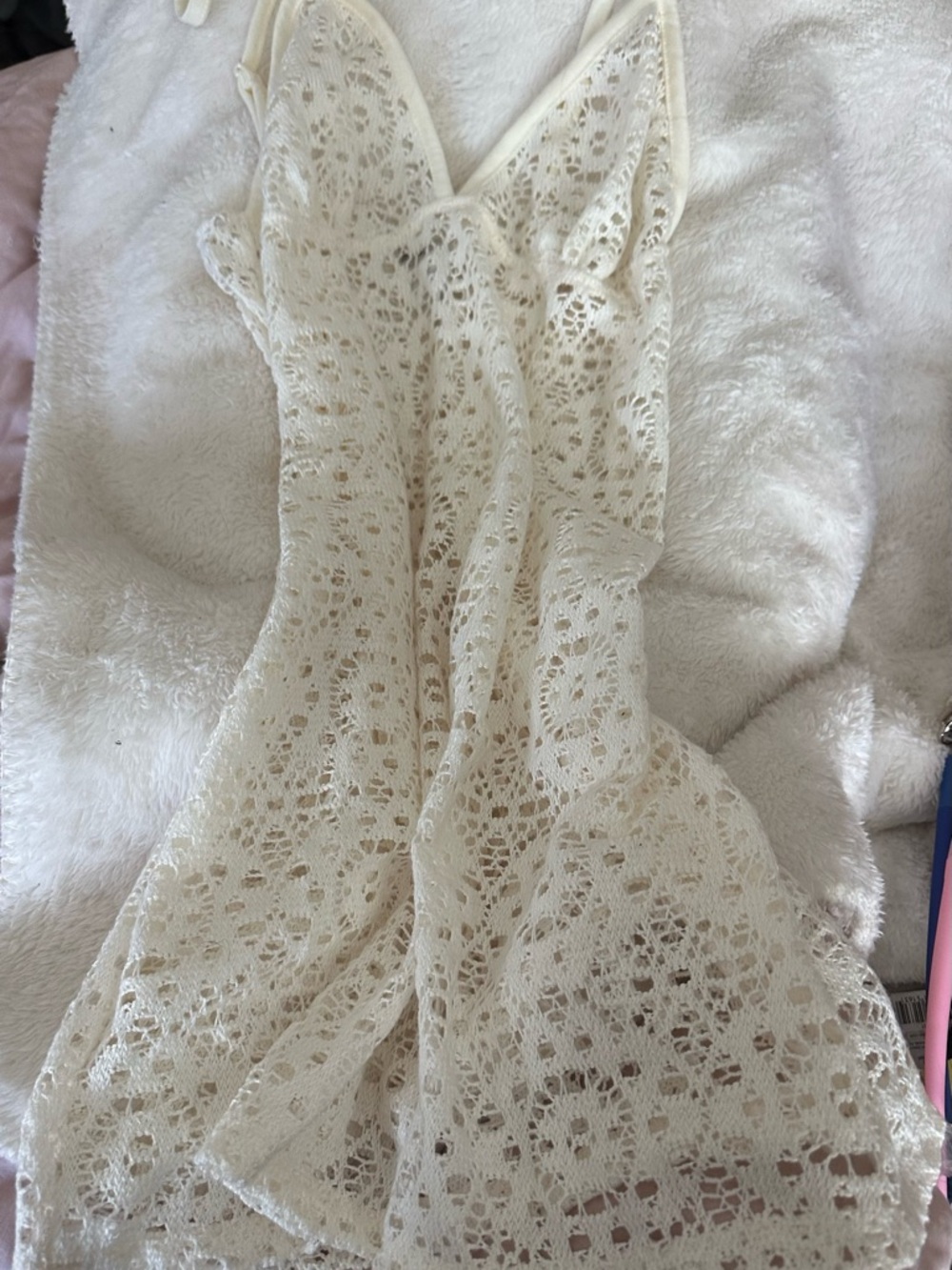 No Boundaries Ivory Crochet swimsuit cover up